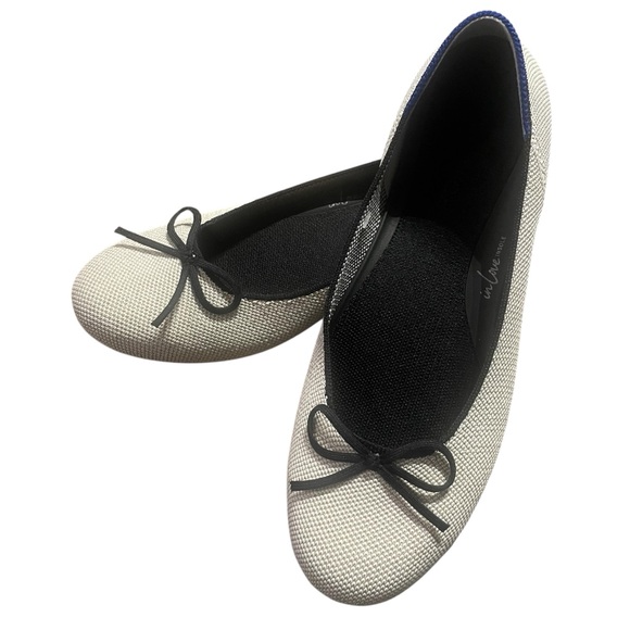 Rothys 8 Ballet Flat Diamond Metallic Black Bows Balletcore Coquette Shoes Flats - Picture 2 of 7